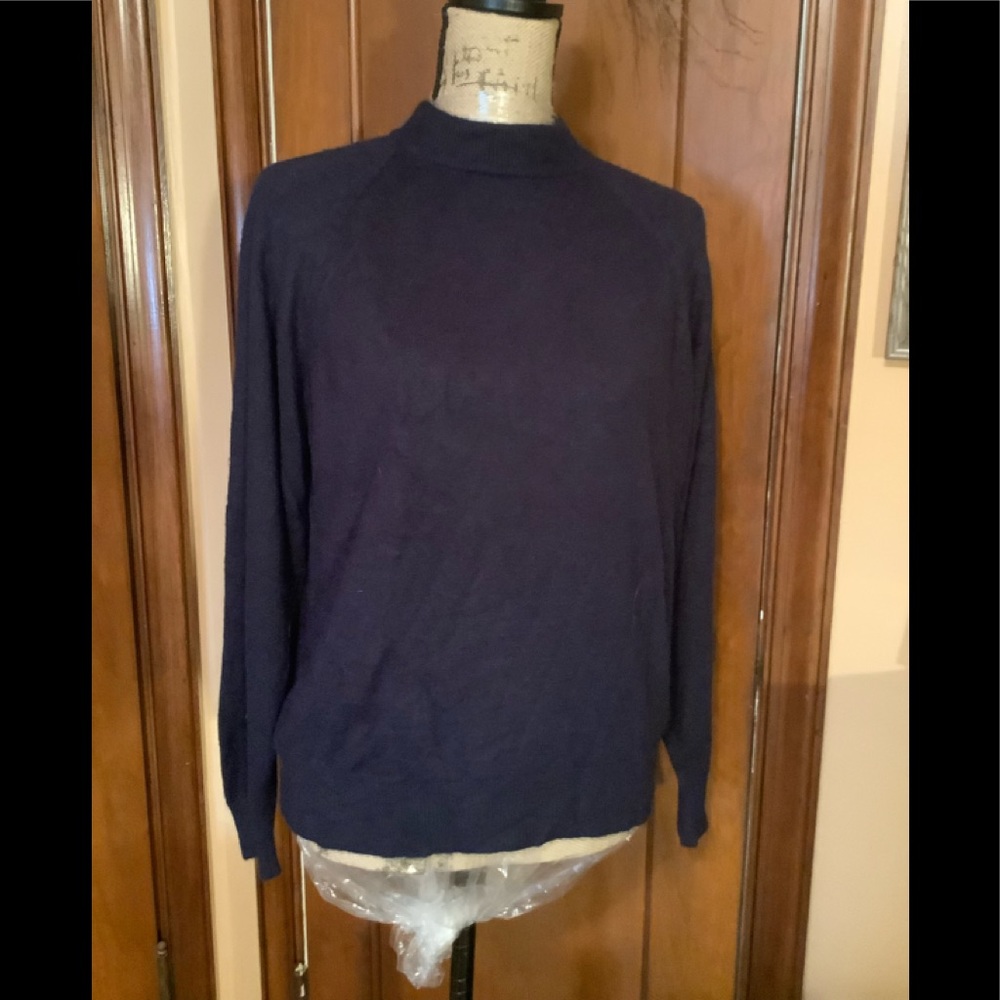Lord & Taylor, Navy Blue, Long Sleeve,  ack Zip Sweater Sz 42 (L)